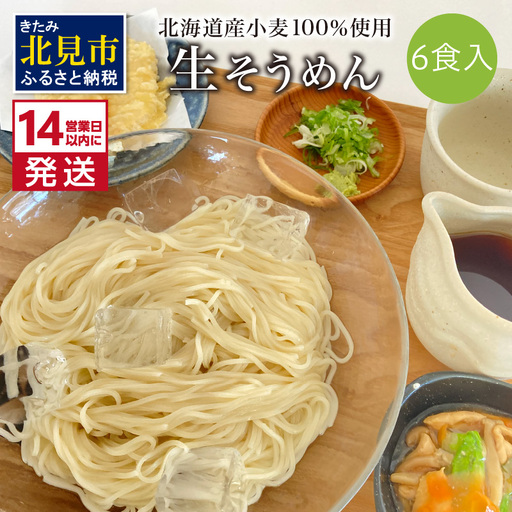[14営業日以内に発送][北海道産小麦100%使用]津村製麺所がつくる 生そうめん 6食入 ( 素麺 生 生めん 生麺 そうめん 北海道 小麦粉 ソーメン 北見市 ふるさと納税 )[003-0069]