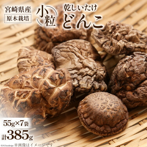 宮崎県産 原木栽培 乾しいたけ 小粒 どんこ 55g 7袋 計385g