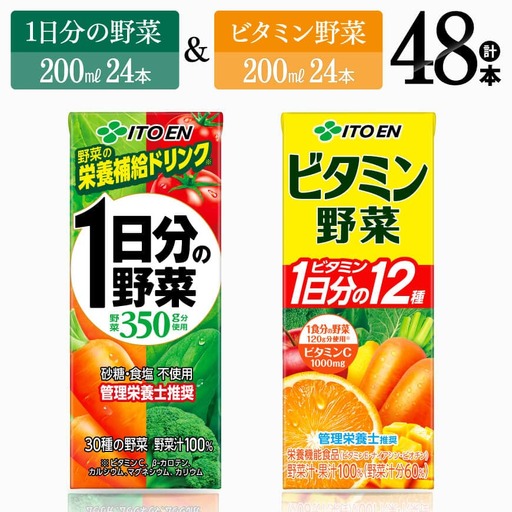 伊藤園 ビタミン野菜(紙)24本＋1日分の野菜(紙)24本【 飲料類 野菜ジュース ビタミンジュース 野菜ジュース セット 詰め合わせ 飲みもの ジュース 】