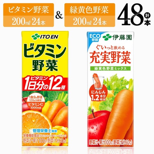 伊藤園 ビタミン野菜(紙)24本+緑黄色野菜(紙)24本 [ 飲料類 野菜 緑黄色野菜 ビタミン野菜 ジュース 野菜ジュース セット 詰め合わせ 飲みもの ]