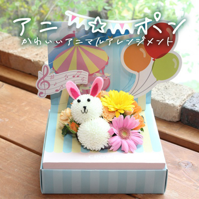 アニ☆ポン(うさぎ) 花 生花 花束 動物 うさぎ 可愛い ギフト プレゼント