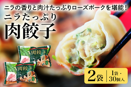【数量限定】 ニラたっぷり肉餃子 2袋 肉餃子30個×2袋 60個 ぎょうざ ギョウザ 餃子 ニラ にら ローズポーク 豚肉 小美玉産 茨城県産 名産 冷凍 17-U