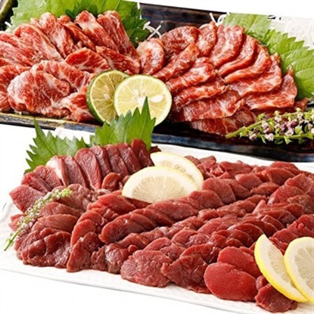 【馬刺し】熊本直送　赤身200g+上霜降り(トロ)210g　セット(益城町)【配送不可地域：離島】【1343476】