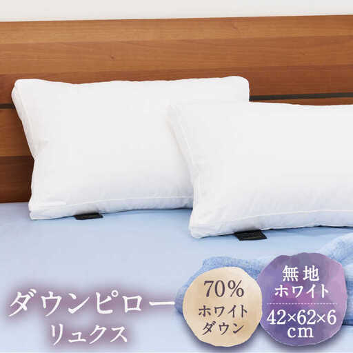 ダウンピロー リュクス 枕 羽毛 まくら ホワイトダウン70％ 無地 ホワイト《壱岐市》【富士新幸九州】 [JDH065] 49000 49000円