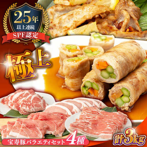 SPF豚 やっちゃおいしか芳寿豚バラエティセット 計3000g / 豚肉 ほうじゅとん SPF豚 spfポーク 小分け バラ しゃぶしゃぶ / 南島原市 / 芳寿牧場 [SEI005]