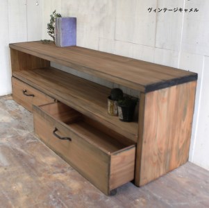 【ヴィンテージキャメル】アンティーク風 無垢材 テレビボード＜Dea-Sirio＞ テレビボード
