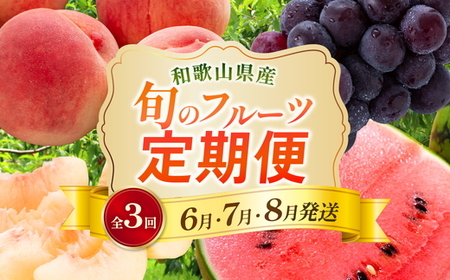 〈定期便〉【6・7・8月 全3回】和歌山の夏の人気フルーツ（小玉スイカ・桃・たねなしピオーネ） ｜ フルーツ
