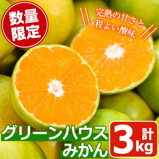 No.148 ＜先行予約受付中！2026年7月下旬から発送＞鹿児島県産 グリーンハウスみかん(計3kg) みかん ミカン 蜜柑 3kg 柑橘 果物 フルーツ 小ぶり 青果 果実 鹿児島 ギフト 贈答 プレゼント【黒川農園】