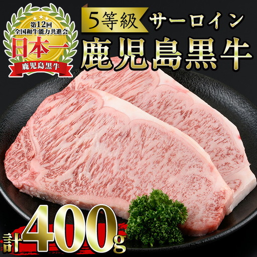 No.363 ＜肉質等級5等級＞(K-105)鹿児島黒牛サーロインステーキ(200g×2P・計400g)国産 九州産 牛肉 黒牛 黒毛和牛 和牛 ステーキ サーロイン 冷凍【さつま日置農協】