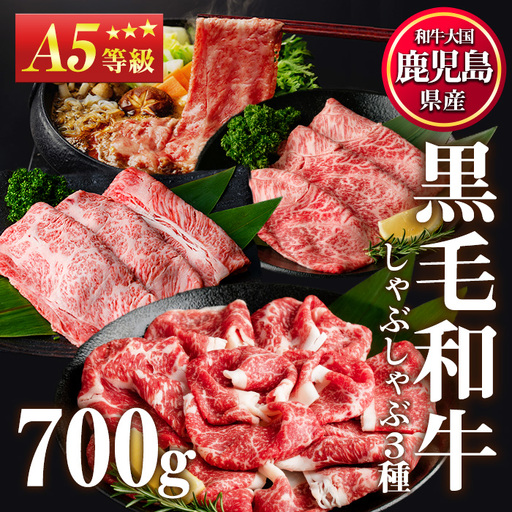 A5等級 鹿児島県産 黒毛和牛 すき焼き しゃぶしゃぶ 計700g 霜降り 赤身 切り落とし LRプラスK No.508-03 