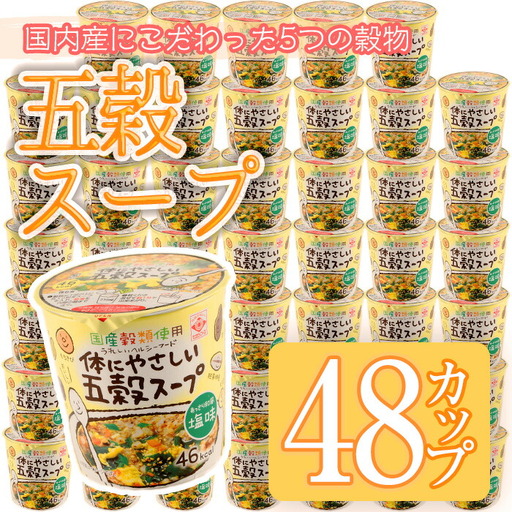 No.518 あっさり和風塩味♪カップ体にやさしい五穀スープ(13g×48個)国産 鹿児島 日置市 特産品 特産 インスタント 常備食 低カロリー ヘルシー 健康 玄米 黒豆 もち粟 もちきび 小豆 簡単調理 朝ごはん 夜食 手軽 1人暮らし【ヒガシマル】
