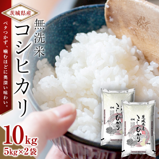 令和8年産 無洗米 茨城 新米 こしひかり 10kg（無洗米5kg×2本） 国産 お米 米 コメ 白米 ライス ご飯 おいしい コシヒカリ