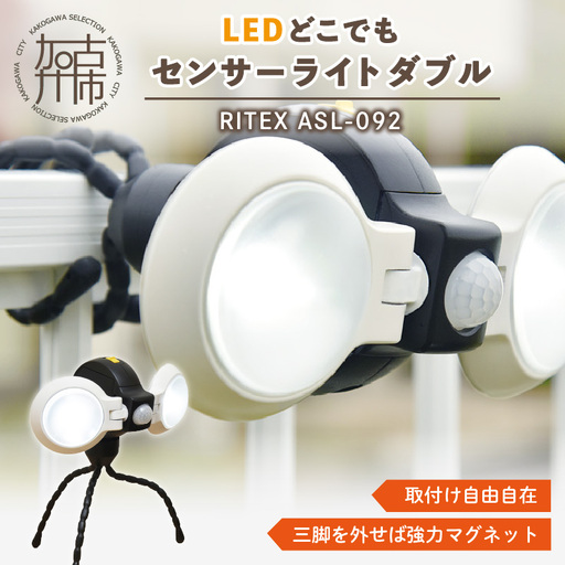 RITEX ASL-092 LEDどこでもセンサーライトダブル[防犯 防犯ライト 乾電池式 LED センサーライト 非常灯 グッズ 屋外 キャンプ 株式会社ムサシ 送料無料 ふるさと納税 返礼品 おすすめ 日用品 プレゼント][2401O10803]