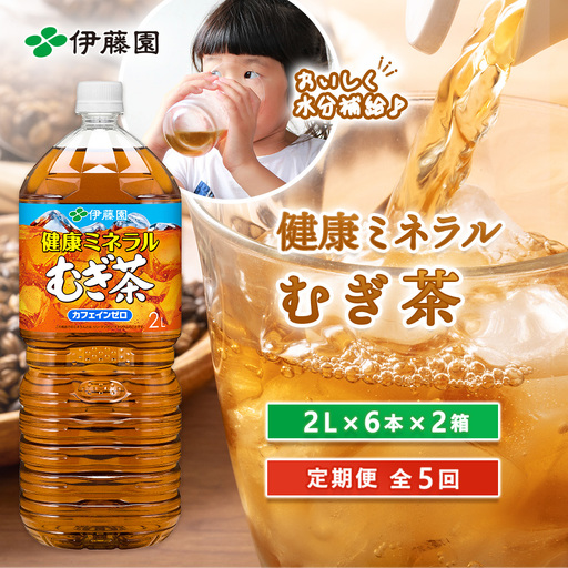『定期便：全5回』健康ミネラルむぎ茶2L×6本×2箱【50001801】
