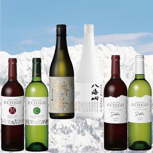 雪室貯蔵のワイン&日本酒セット(750ml×4本、720ml×2本) ｜新潟地酒