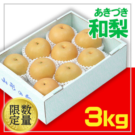 ☆フルーツ王国山形☆和梨(あきづき) 秀品 3kg[令和8年産先行予約]FU22-028 くだもの 果物 フルーツ 山形 山形県 山形市 2026年産