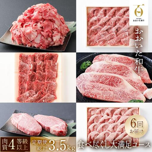 【6回定期便】【おおいた和牛】食べ尽くし大満足コース 総計3.5kg｜ 肉質4等級以上 こだわりの逸品 | 牛肉定期便