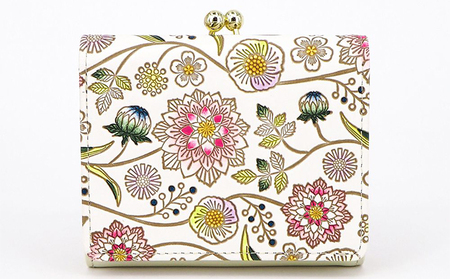 三つ折り財布 文庫屋大関 ダリア ベリーピンク 三つ折り財布【皮革工芸品】