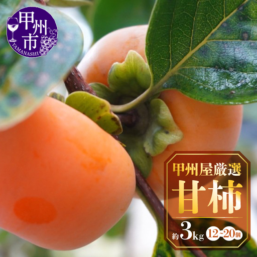 甲州屋商店厳選 甘柿 約3kg 12～20個【2026年発送】B-139