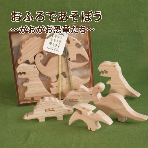 おふろであそぼう～がおがお恐竜たち～福井県産ひのきの木のおもちゃ　こども 子供