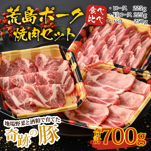 【福井のブランド豚肉】荒島ポーク食べ比べ焼き肉セット3点盛 700ｇ[A-054002]