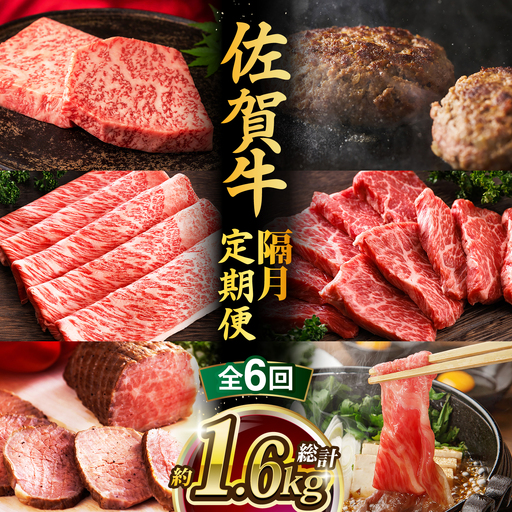 [全6回・偶数月]佐賀牛 牛肉定期便 約1-2人前 総計1.66kg 隔月発送