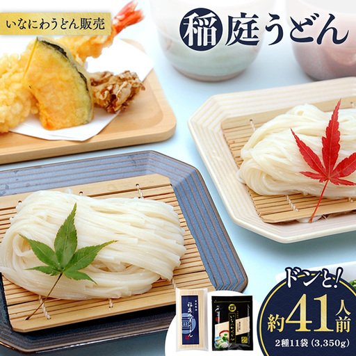 稲庭うどんドンと41人前 2種11袋（3,350g） 稲庭うどん 稲庭うどん 【(株)稲庭うどん販売】[H1504]