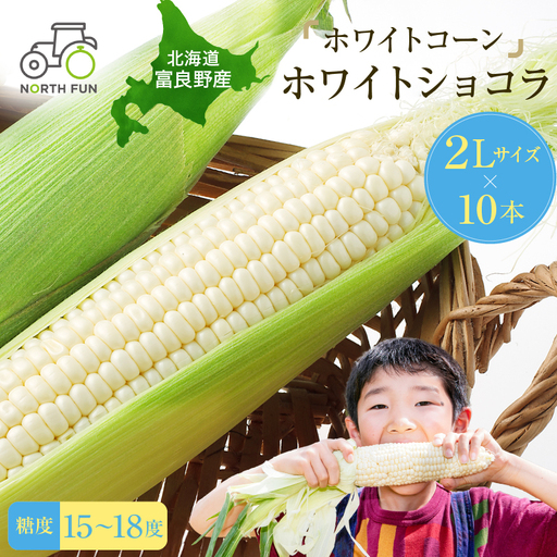 2026発送 富良野 ホワイトコーン『ホワイトショコラ』2L10本 とうもろこし