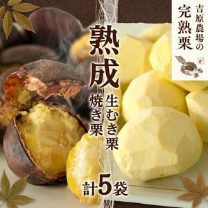 [ 吉原農場 の 完熟栗 ] 熟成 生むき栗 3袋 ・ 焼き栗 2袋 セット