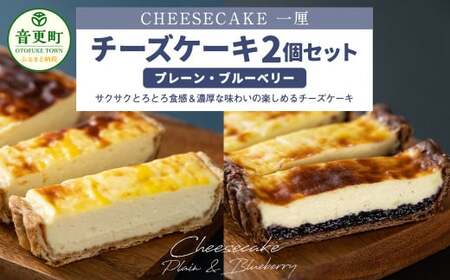 「CHEESECAKE一厘」チーズケーキ2個セット(プレーン・ブルーベリー)[A54]
