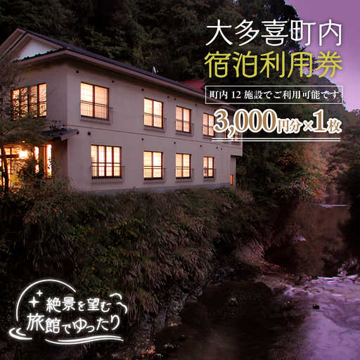 大多喜町内宿泊利用券3000円分 1枚 / 旅館でゆっくり宿泊利用券 千葉県宿泊利用券 ふるさと納税宿泊利用券