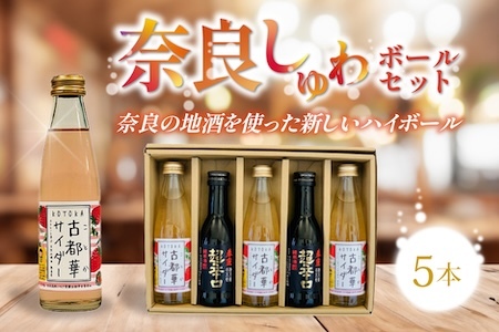 奈良しゅわボールセット5本 日本酒(春鹿超辛口、古都華サイダー計960ml )J-61