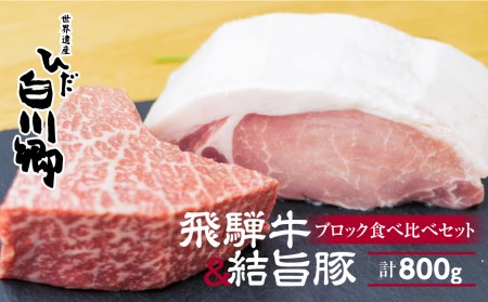 飛騨牛もも ブロック肉 300g 結旨豚ロース ブロック肉 500gセット [S321]