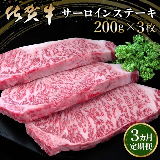 【3カ月定期便】佐賀牛 サーロインステーキ 200g×3枚(計9枚) K030492