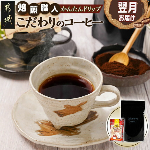 焙煎職人こだわりのコーヒー【粉】250g 小分けパック(ジッパー・バルブ付) 中深煎り※ポスト投函≪かんたんドリップ30枚付≫〔LB-3301〕_(都城市) 保存に便利 珈琲