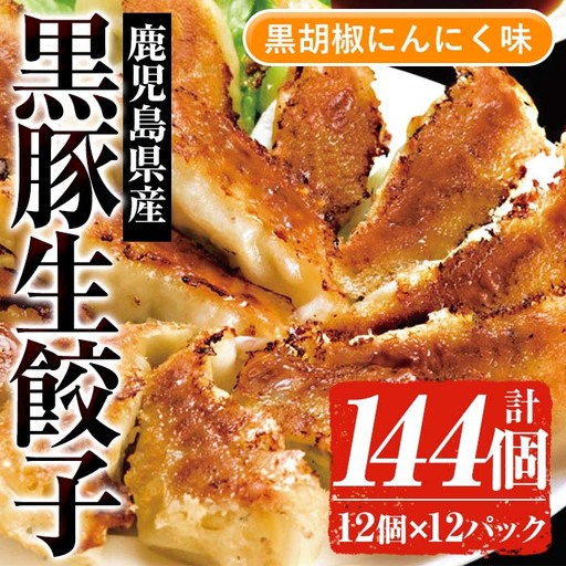 餃子 144個 黒胡椒にんにく味 鹿児島 黒豚 餃子[00-008-09]