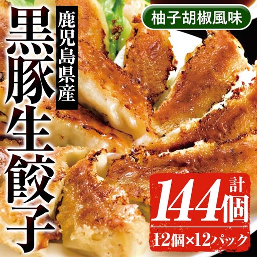 餃子 144個 柚子胡椒風味 鹿児島 黒豚 餃子【00-008-08】