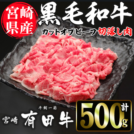宮崎黒毛和牛カットオブビーフ切落し(500g)【AR001】【(有)有田牧畜産業 食肉加工センター】