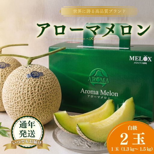 【通年出荷】 高級 マスクメロン  白級 2玉 静岡 化粧箱入  化粧箱入 贈答用 牧之原市 静岡県 牧之原うまいもん食楽部