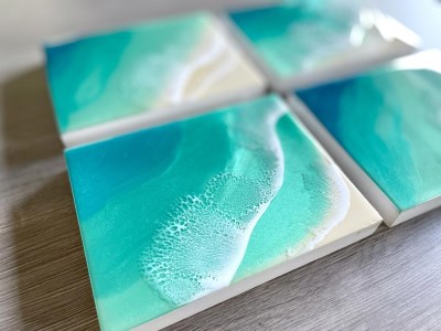 与論島の海アートパネル1枚 長方形(F0 14cm×18cm)カラー:与論ブルー