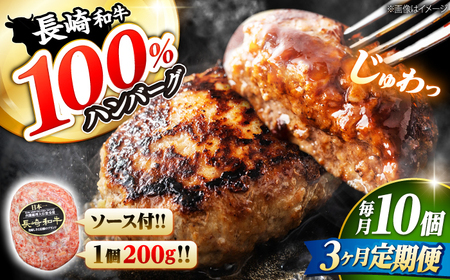 3回定期便 ハンバーグ 10個 CBA029 ハンバーグ 和牛ハンバーグ