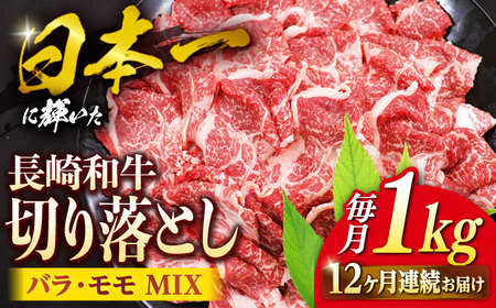 12回定期便 長崎和牛 牛肉切り落とし 1kg 牛肉切り落とし CBA063