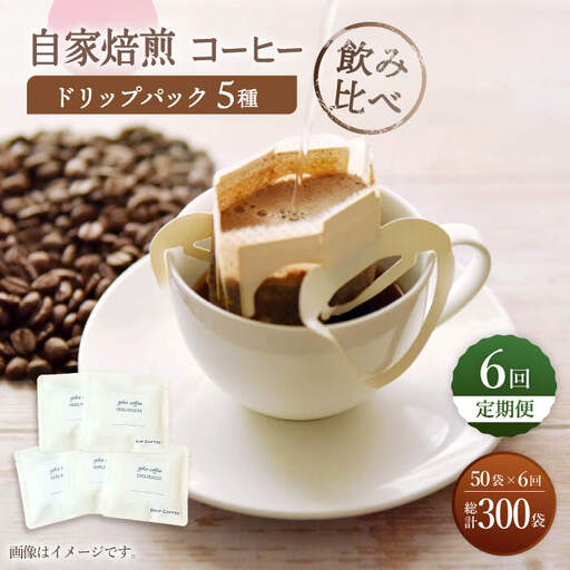 【飲み比べ】【6回定期便】ドリップバック 自家焙煎コーヒー 50袋（5種類×10袋） ＜giko coffee＞ [CFK036]