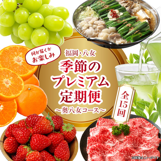 福岡・八女 季節のお楽しみプレミアム定期便【奥八女コース】全15回※配送不可地域：北海道・離島（沖縄本島を含む） 072-T056