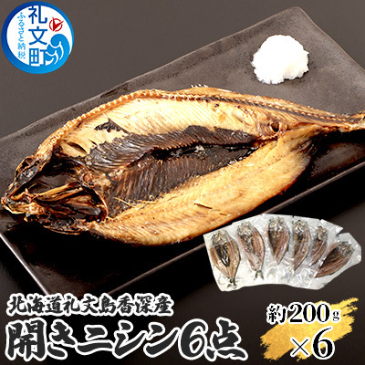 にしん 礼文島産 開きニシン 干物 肉厚 にしん【約200g×6袋】