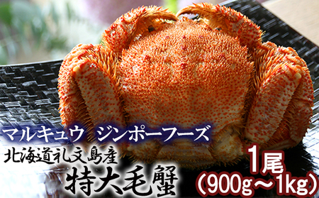 毛ガニ 礼文島産 特大毛蟹 姿 急速冷凍 毛ガニ【900g〜1kg 1尾】