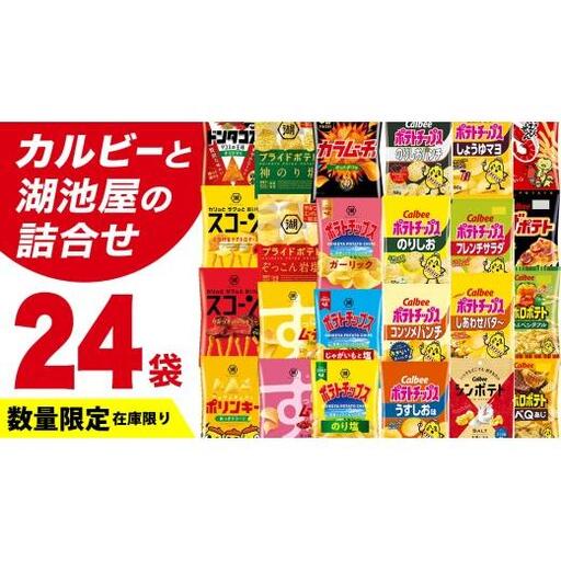 【 3ヶ月 連続 定期便 】 カルビー 湖池屋 人気 24種 詰め合わせ お楽しみ 24袋 スナック菓子 セット