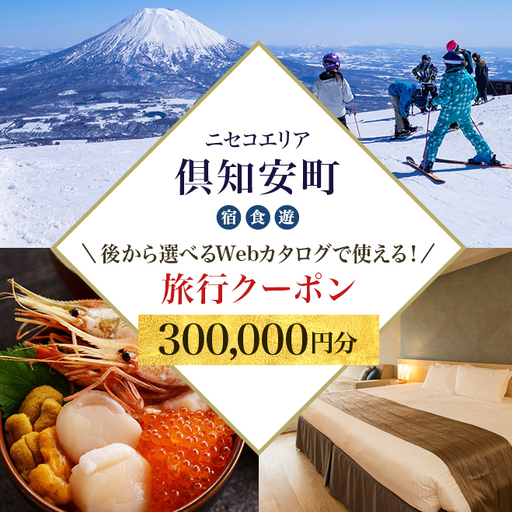 【北海道ツアー】ニセコ 倶知安町 後から選べる旅行Webカタログで使える！ 旅行クーポン（300,000円分） 旅行券 宿泊券 飲食券 体験サービス券 温泉 お食事券 チケット スキーチケット 