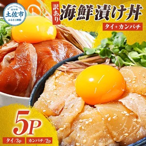 [訳あり]海鮮丼(タイ3P・カンパチ2P)セット 海鮮丼[BQAB026]