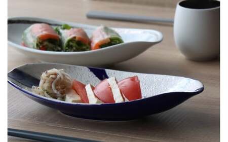 有田焼 シルバー・ブルーライン オーバルプレート 2枚セット【山忠】器 食器 皿 楕円 前菜 サラダ皿 おしゃれ 可愛い 35000円 3.5万円 ed014